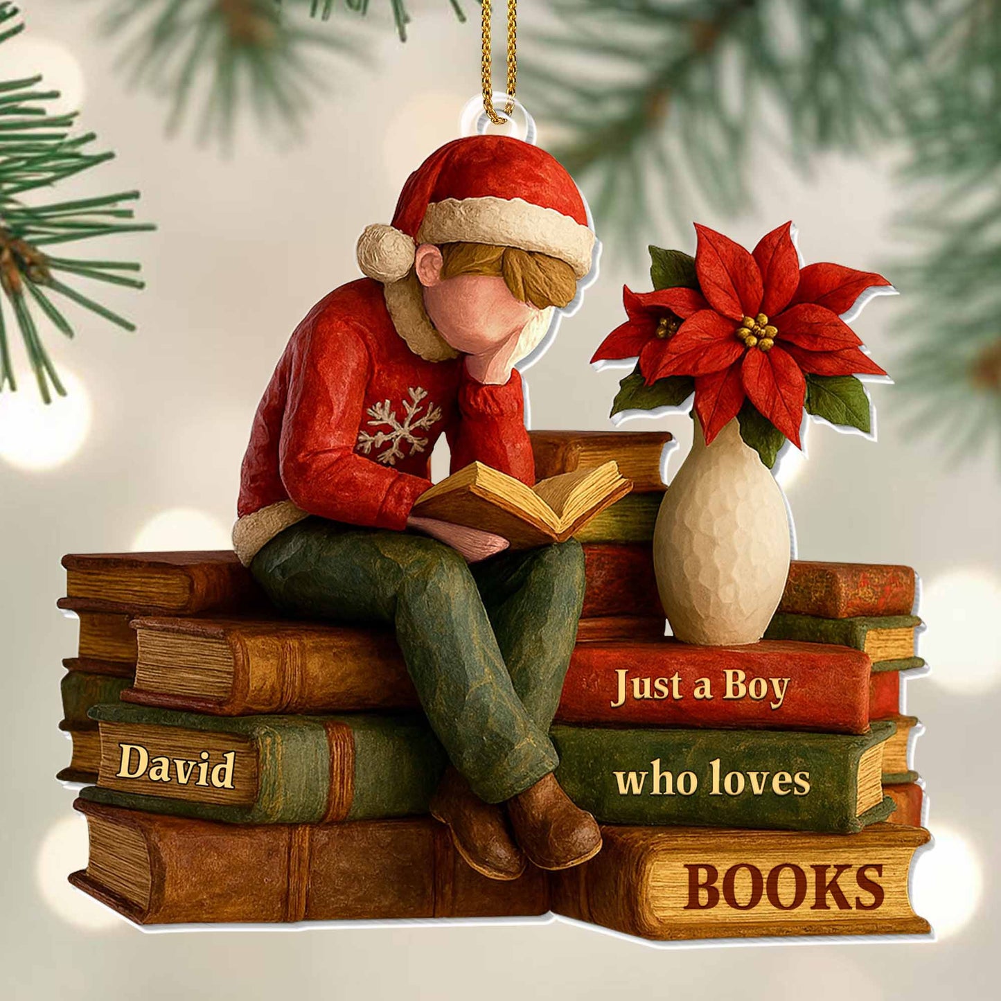 Just A Boy Who Loves Books - Personalized Custom Acrylic Ornament, Christmas Gift - READ005_ACO