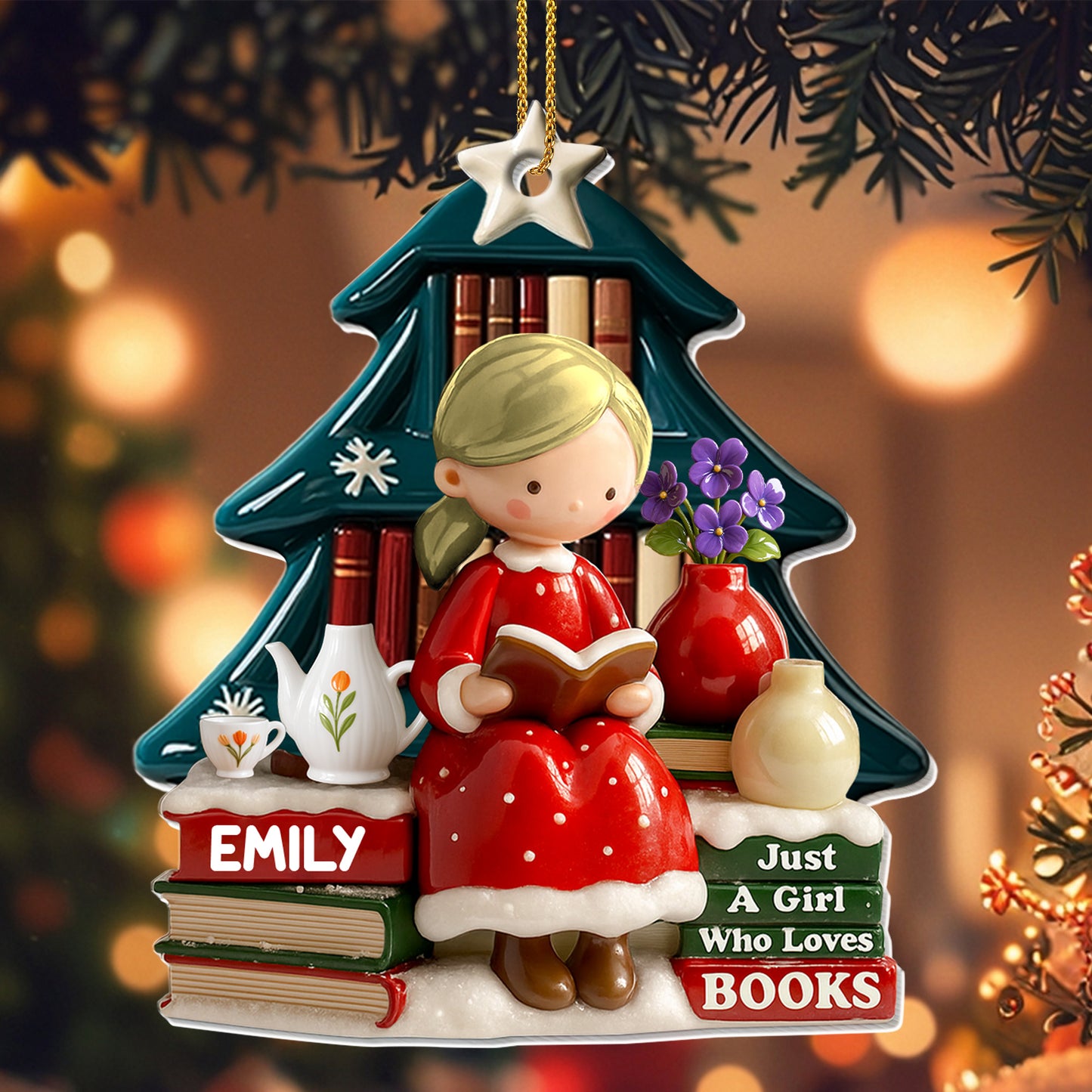 Just A Girl Who Loves Books, Christmas Tree Ornament