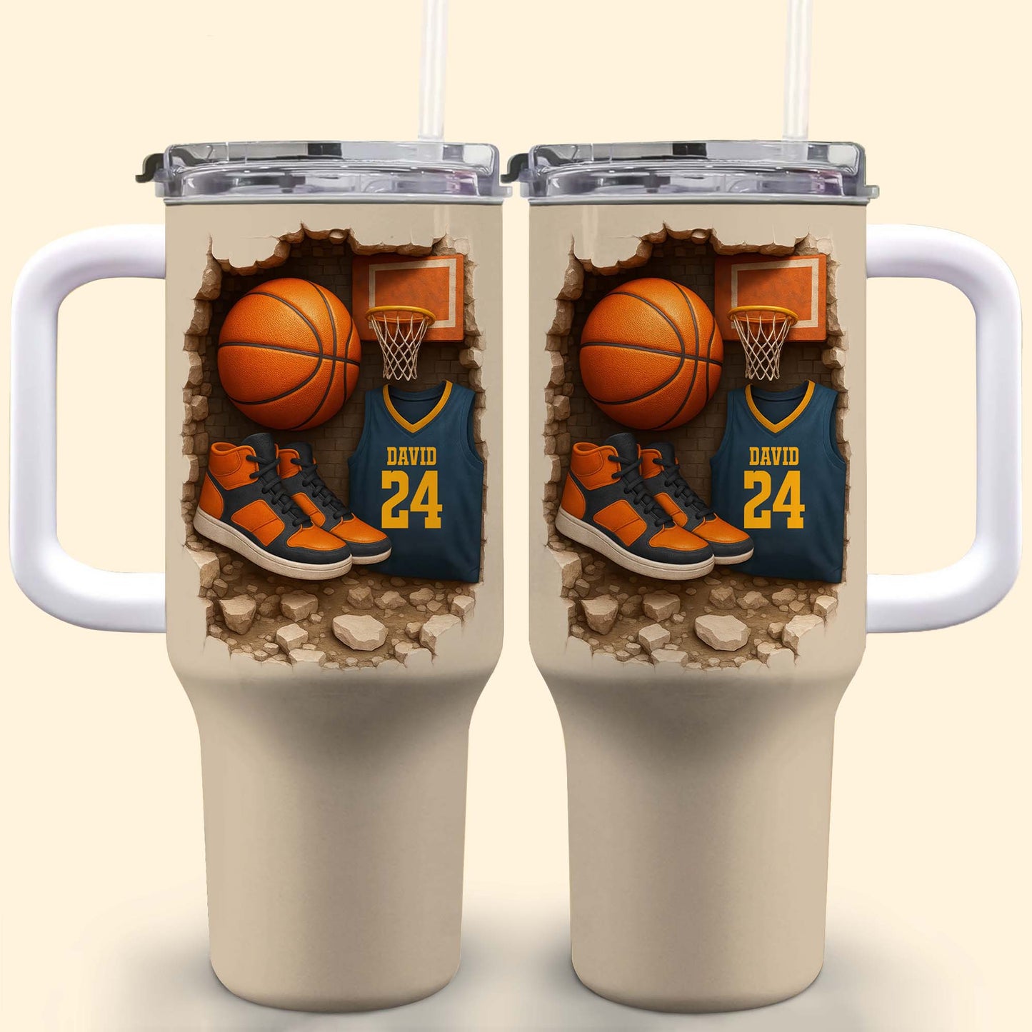Celebrate Your Love For Basketball With Jersey And Shoes - Personalized 40oz Tumbler With Straw - SPORT010_TBS