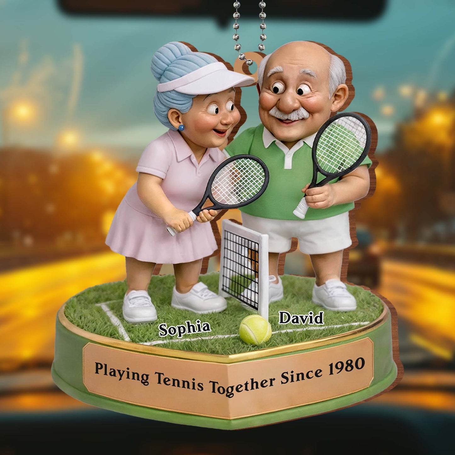 Playing Tennis Together, Custom Tennis Themed Ornament