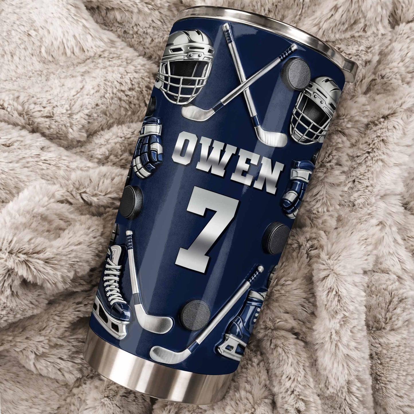 My 14 With Hockey Sticks And Pucks