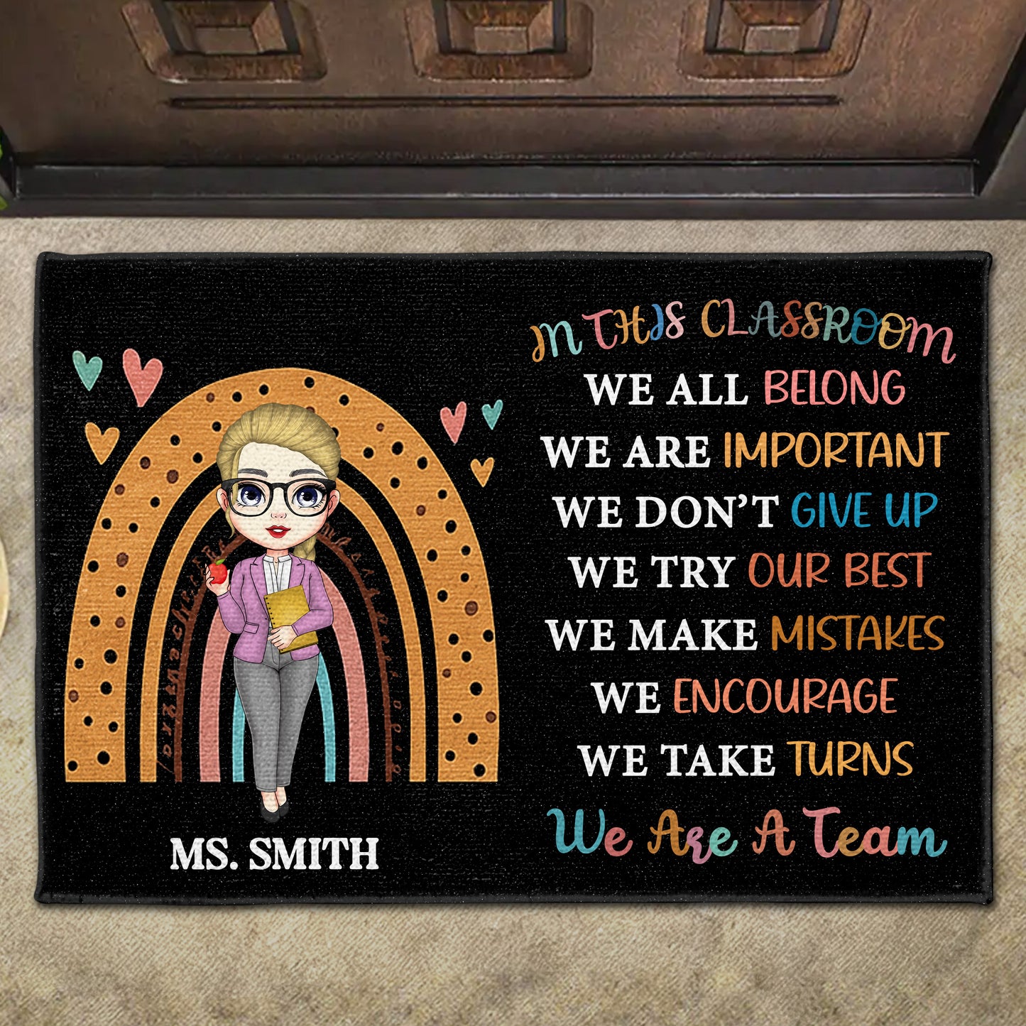 In This Classroom We All Belong, Educational Doormat - Personalized Custom Doormat - TEACH037_DRM