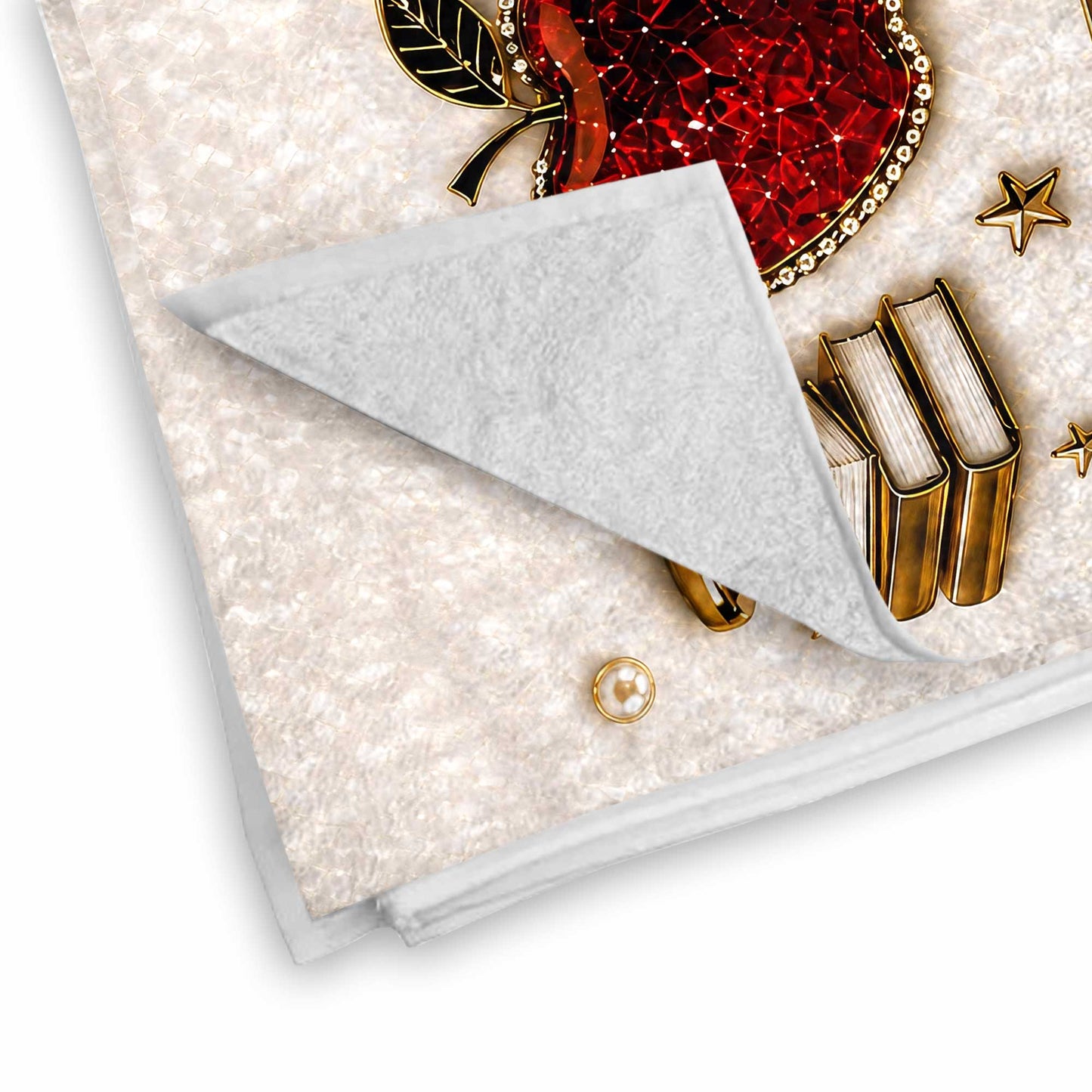 Lesson Plan Apple and Books 3D Jewelry Effect Design - Personalized Beach Towel - TEACH189_BETO