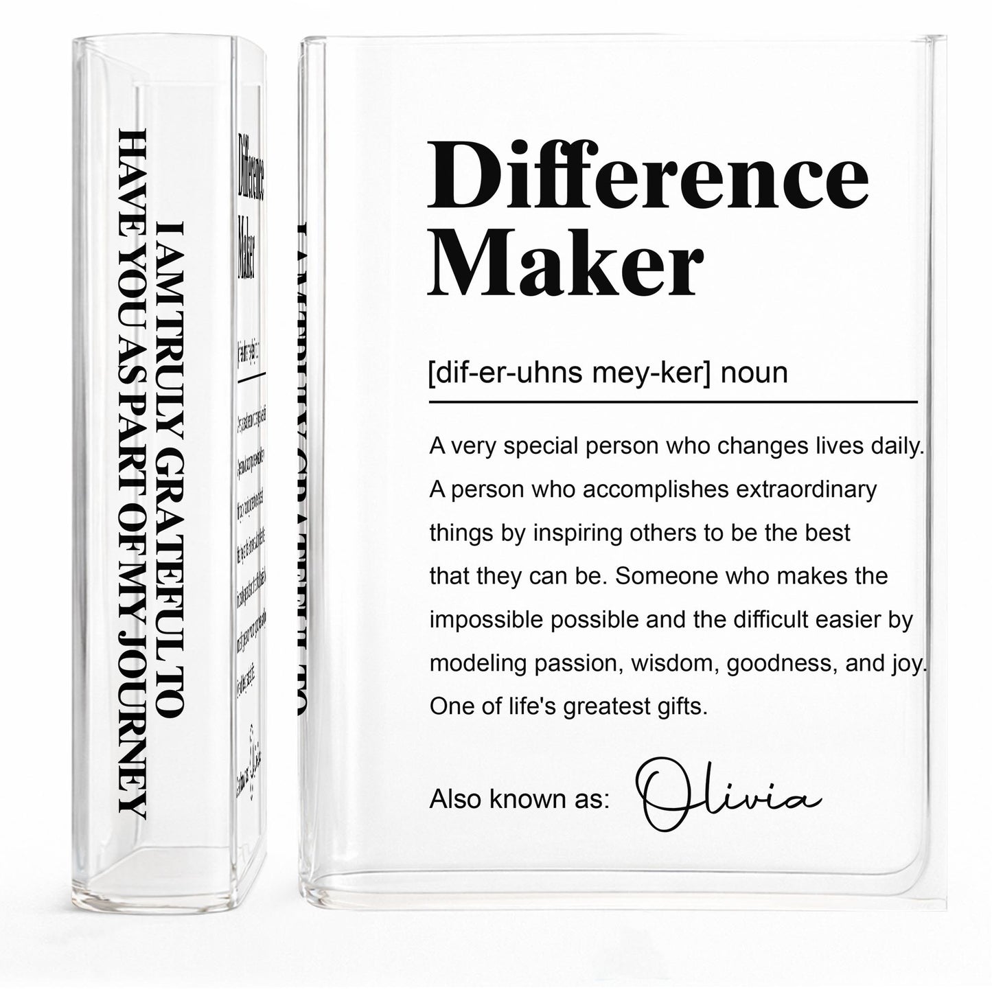 Difference Maker Definition Appreciation Gift Minimalist Design - Personalized Acrylic Book Vase - TEACH283_ABOVA