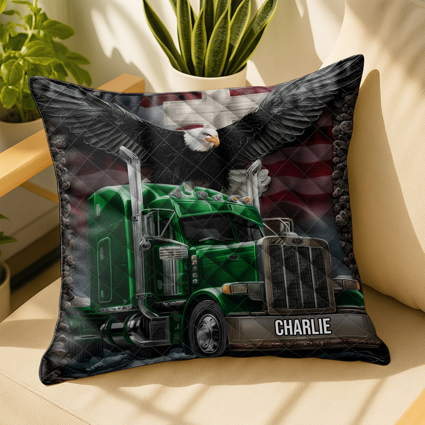 Customize Your Truck and Name With Majestic Eagle and American Flag