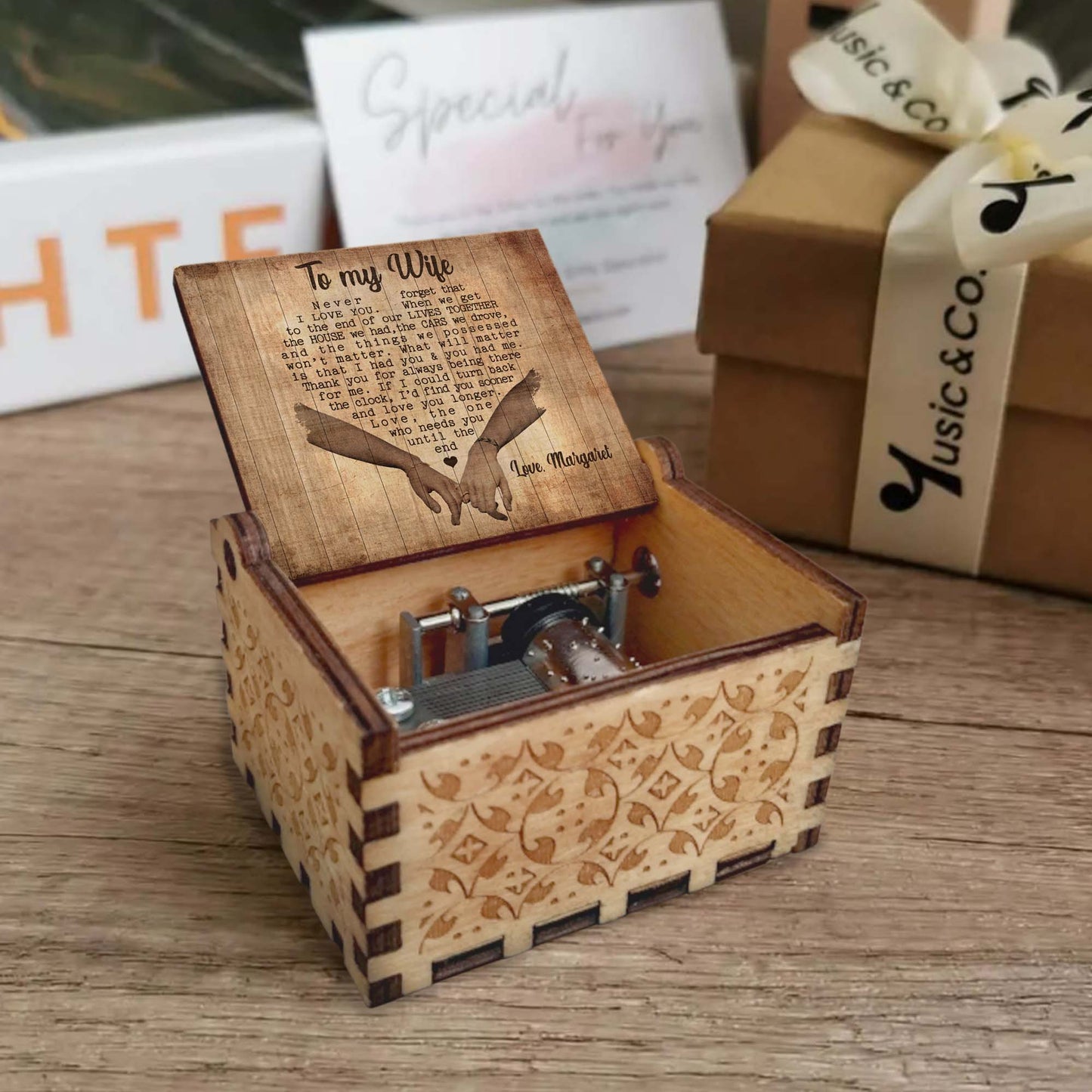 To My Wife, Love Message With Holding Hands And Hearts