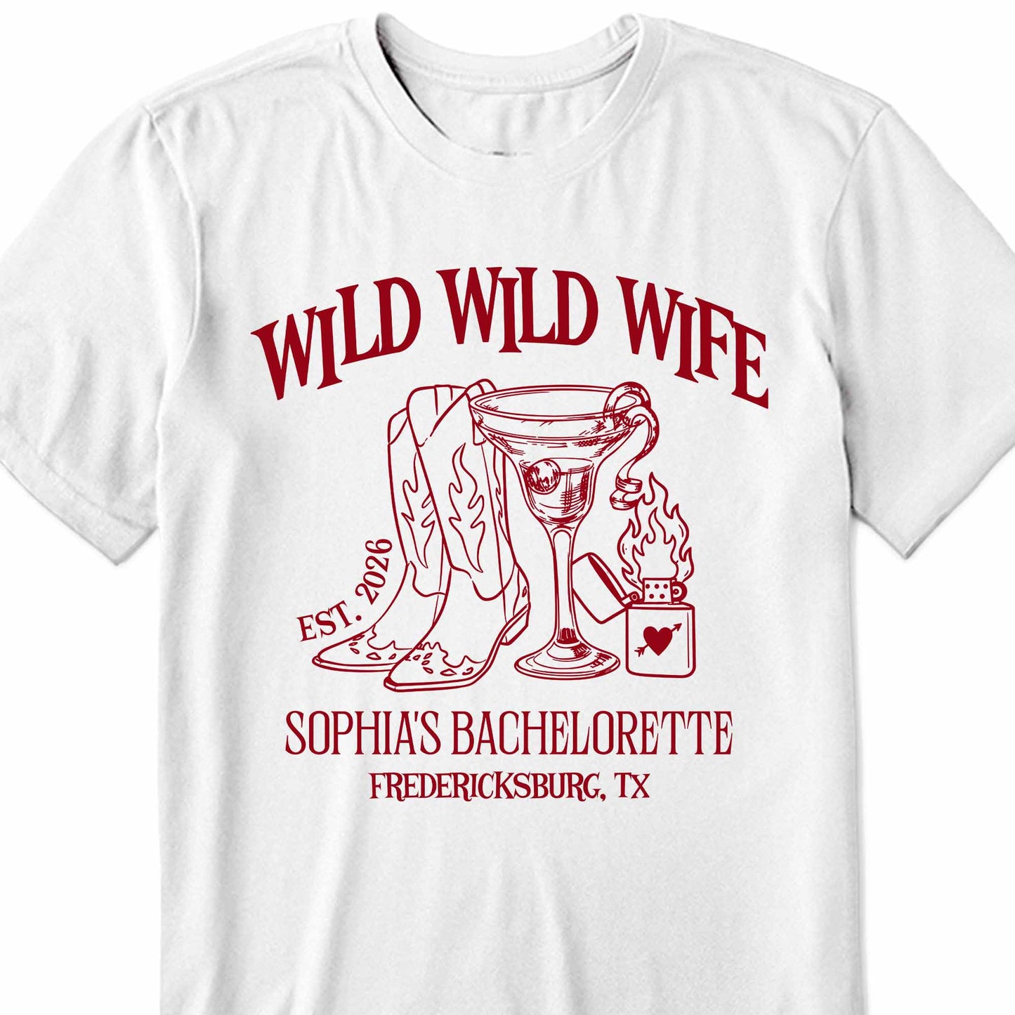 Wild Wild Wife Bachelorette With Cowboy Boots And Cocktail Glass - Personalized Custom Unisex T-shirt, Hoodie - WIF080_WBAS