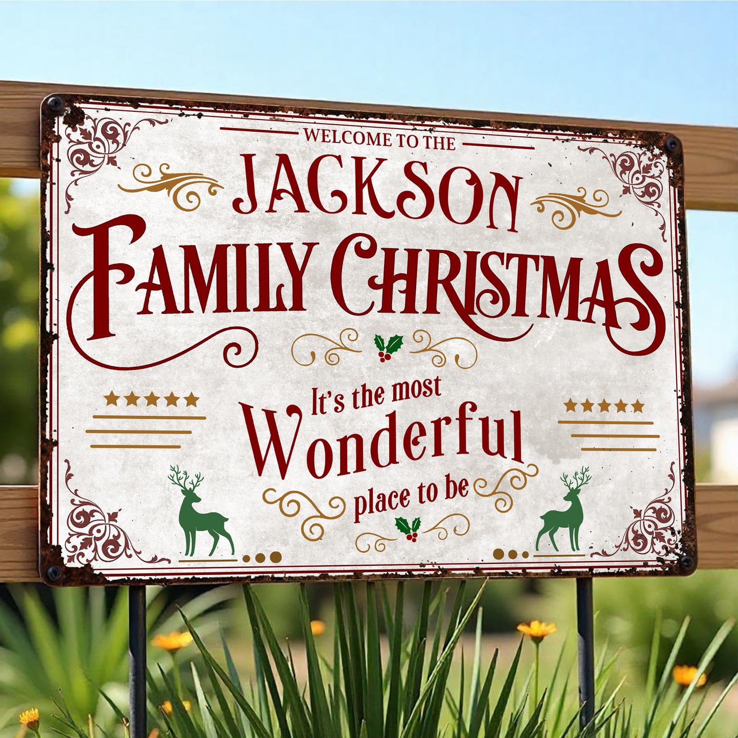 Welcome To The Family Christmas, Most Wonderful Place To Be - Personalized Metal Sign - XMAS010_MSIGN