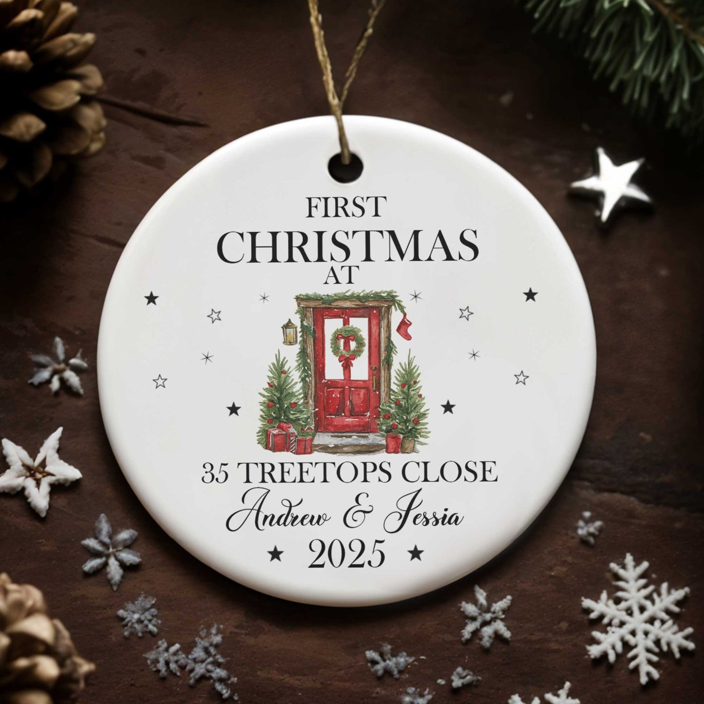 First Christmas At Treetops, Christmas Door And Trees