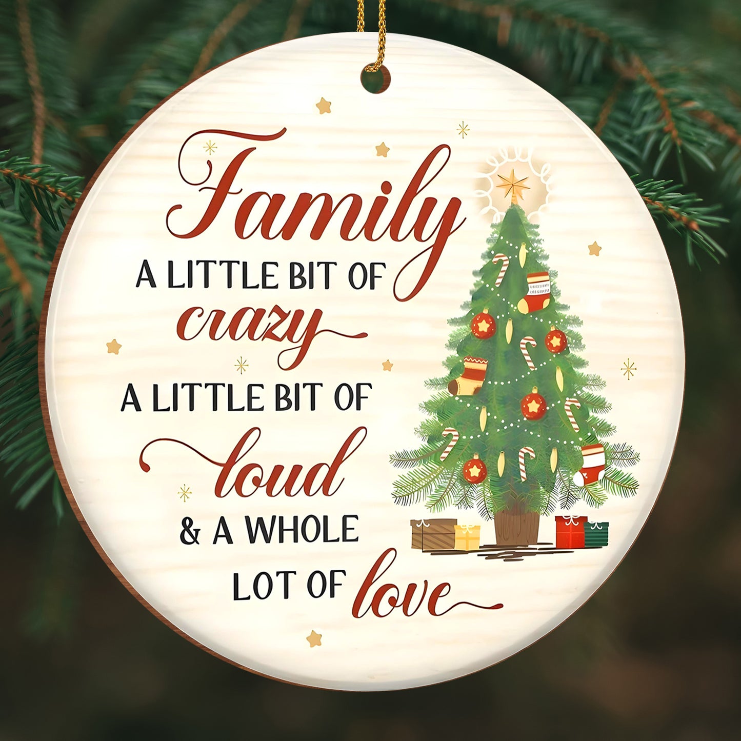 Family A Little Bit Of Crazy With Christmas Tree & Gifts