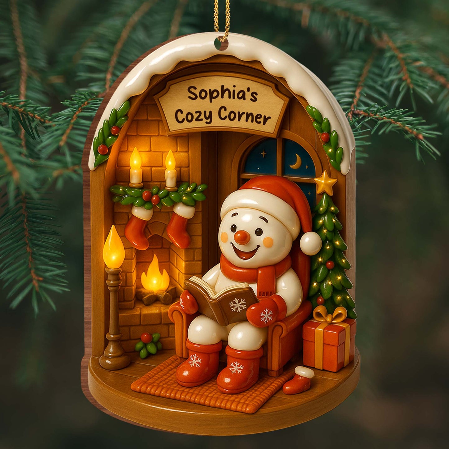 Crea un rincón cálido y acogedor estas fiestas - Adorno de madera personalizado, forma personalizada - XMAS040_WDO