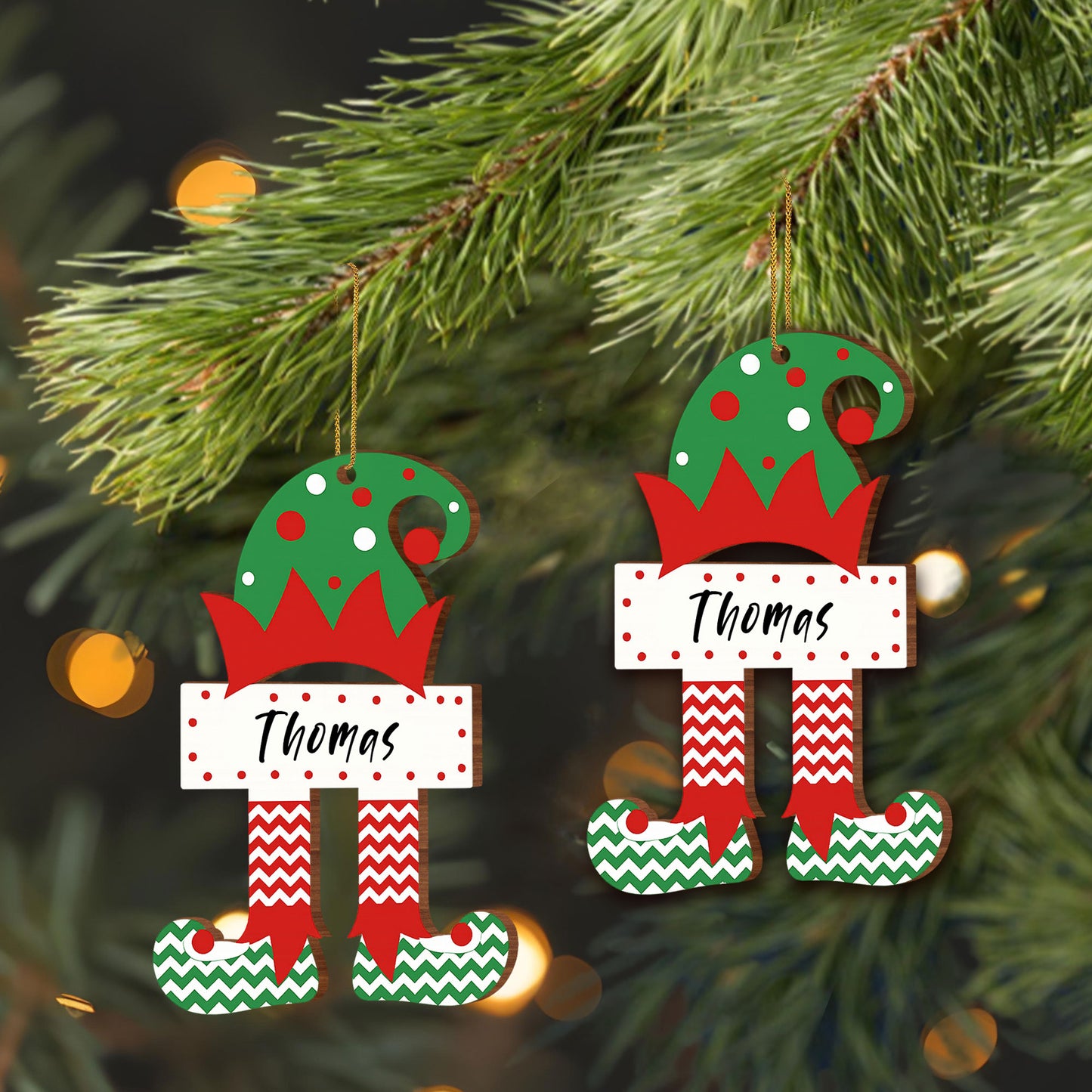 Cheerful Elf With Holiday Hat And Striped Legs