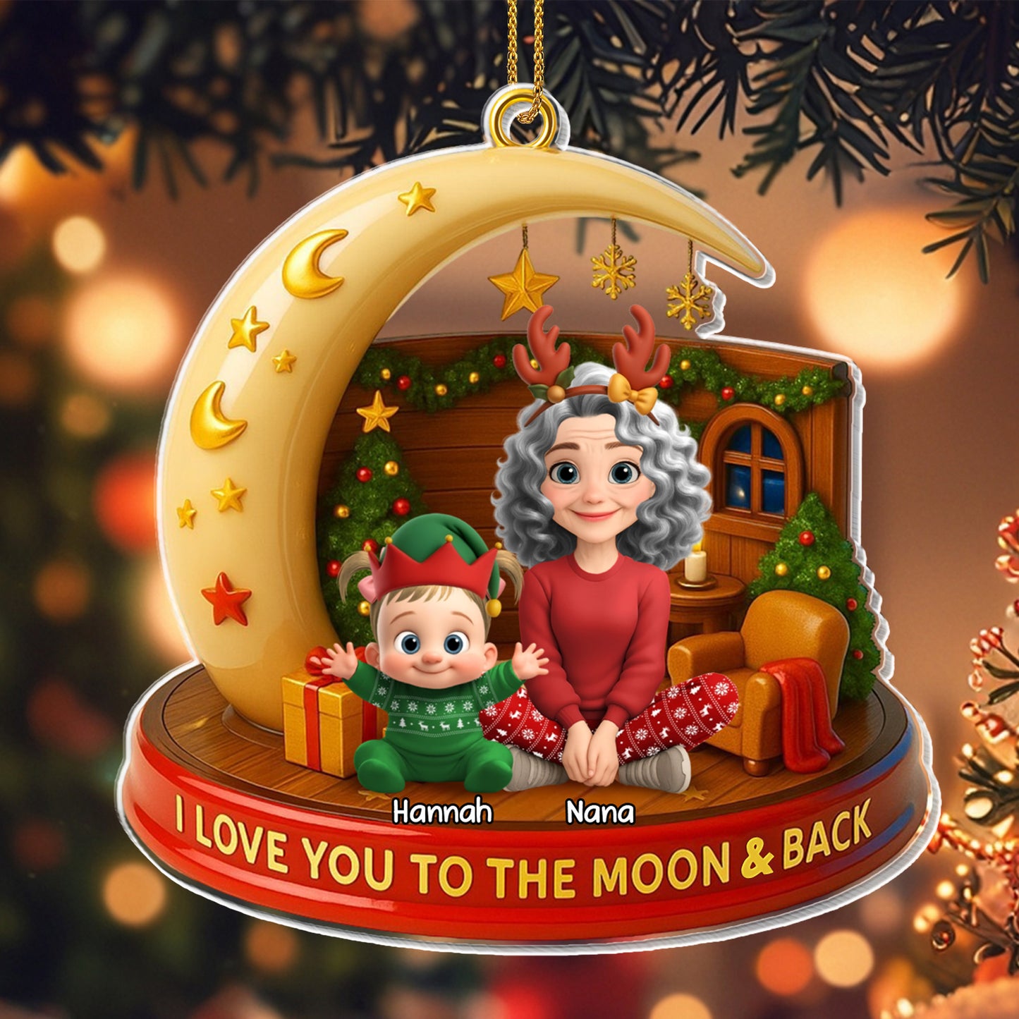 I Love You To The Moon & Back Christmas Ornament