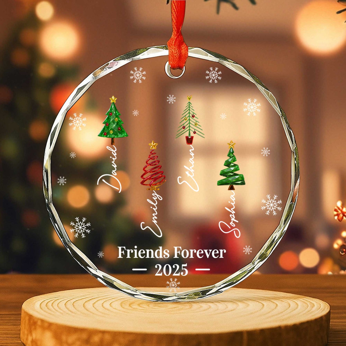 Friends Forever With Christmas Trees And Snowflakes