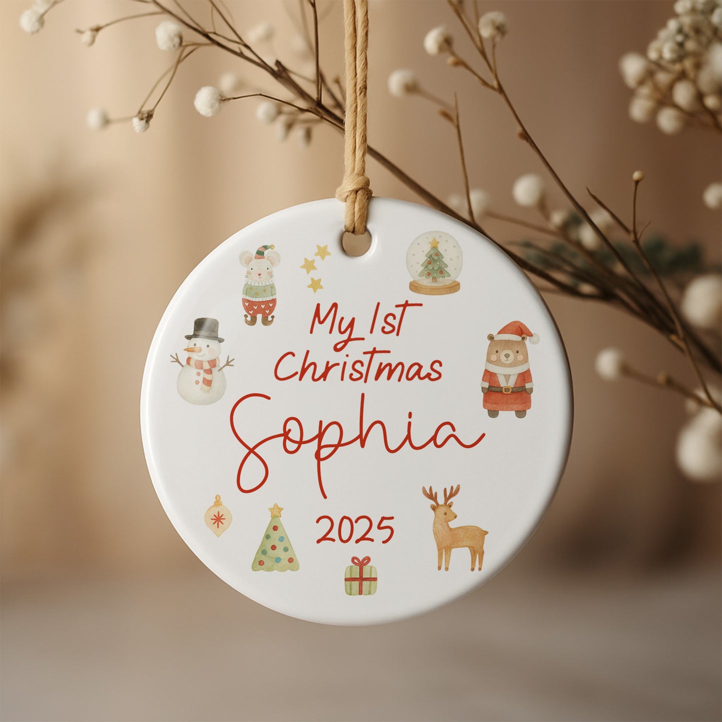 My 1st Christmas With Snowman, Tree, Santa, And Reindeer