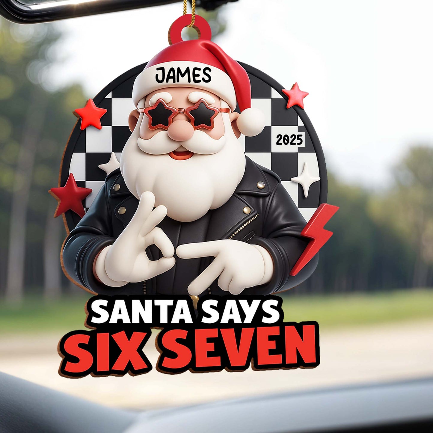 Santa Says Six Seven, Rock Star Christmas Ornament
