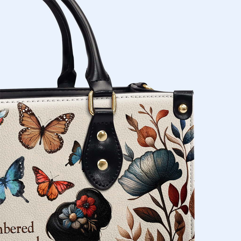 She Remembered - Butterflies - Personalized Leather Handbag - AG8 btf_remember_3