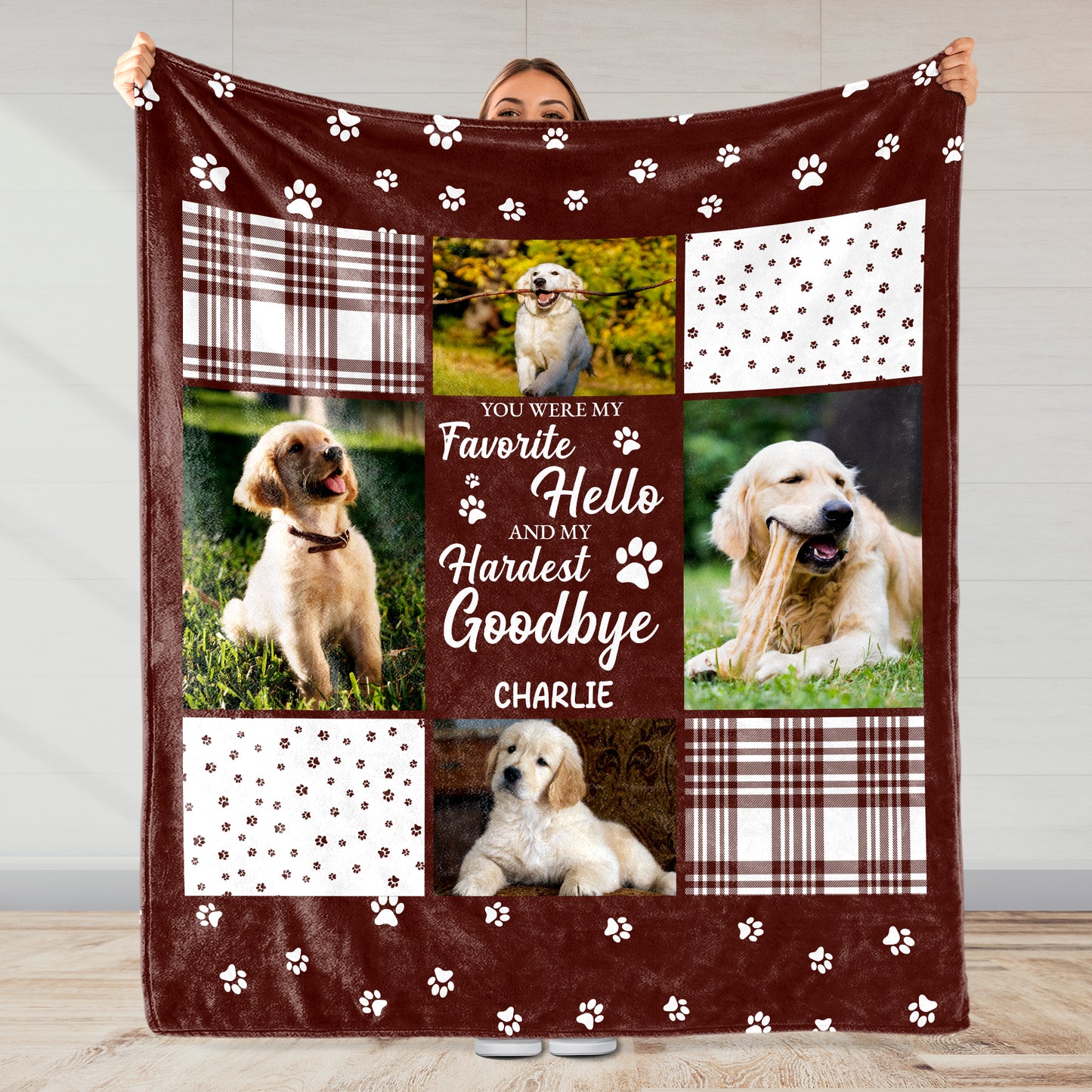 Hola, el más difícil, adiós con perros y patas - Manta personalizada - PME015_BLK