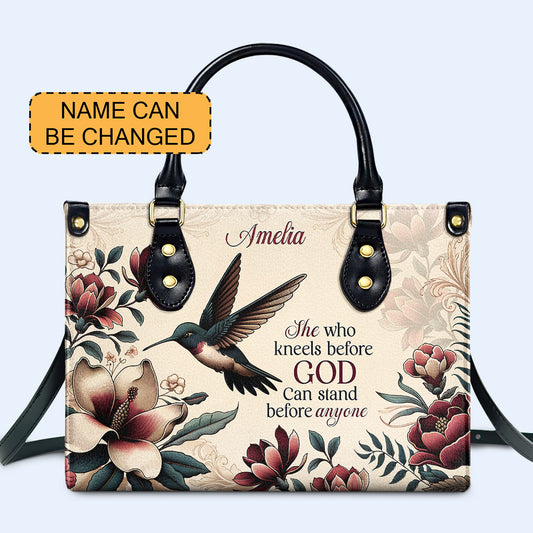 She Who Kneels Before God - Hummingbird - Personalized Leather Handbag - hmb_she_before_gd_1 ag26