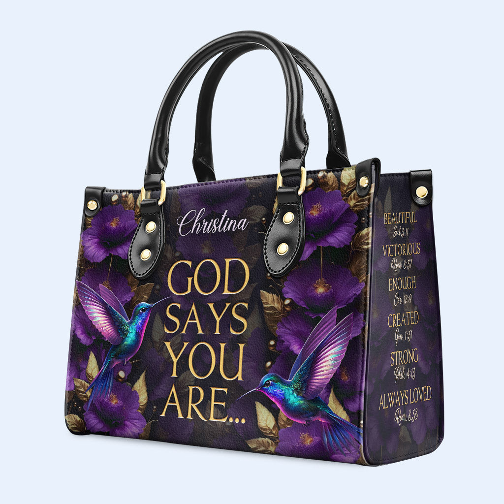 God Says You Are - Hummingbirds - Personalized Leather Handbag - hmb_you_are_1 ag30