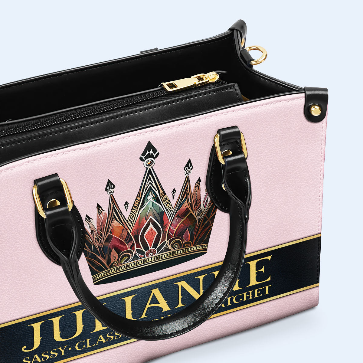 Queen Pink - Personalized Custom Leather Handbag - queen02pink