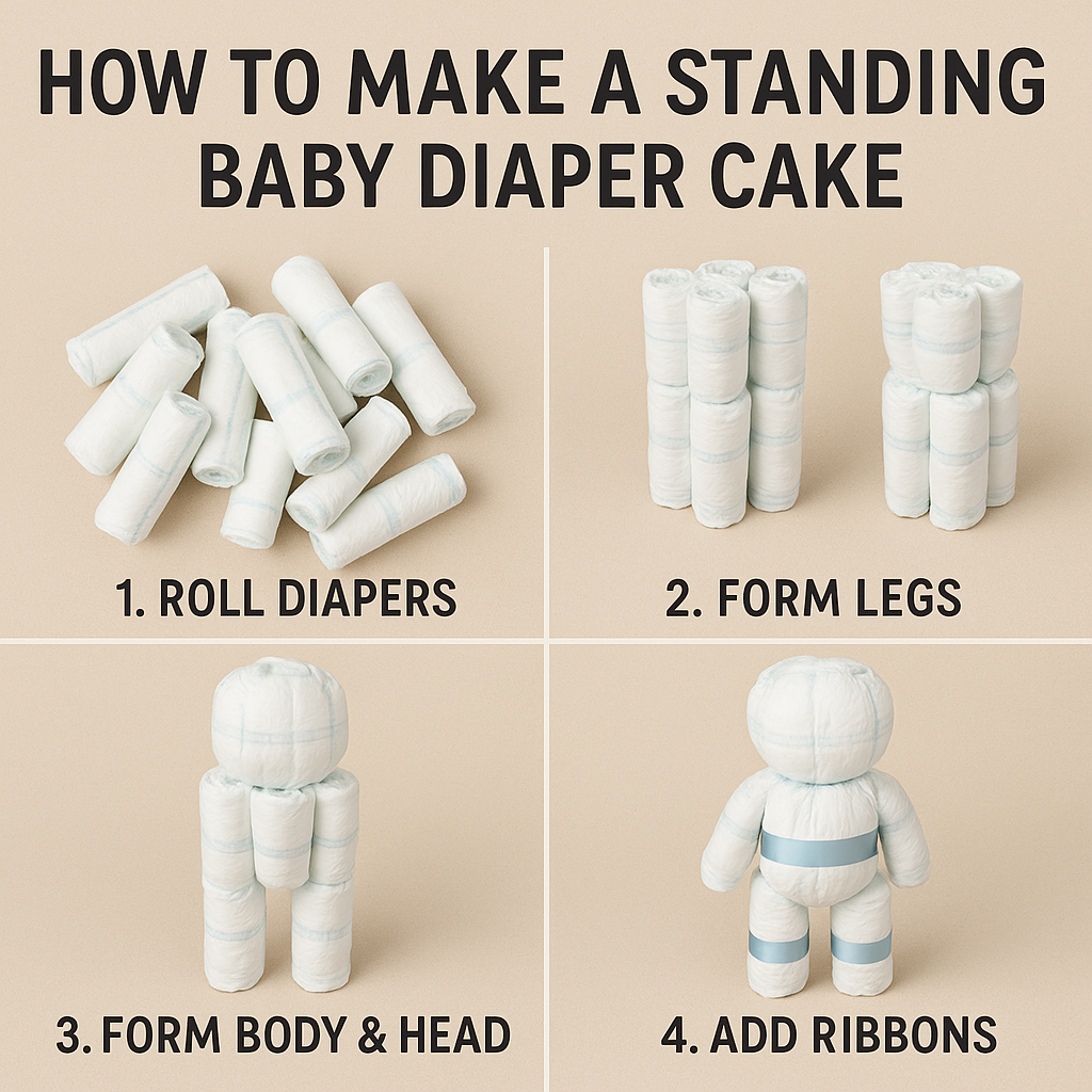A Stunning Centerpiece: How to Make a Standing Baby Diaper Cake