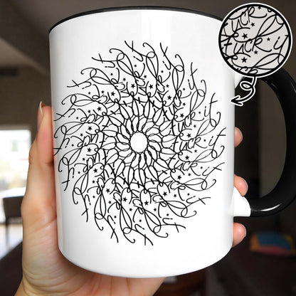 Taza con diseño intrincado de mandala floral - Taza personalizada con acento - FAM359_AMUG