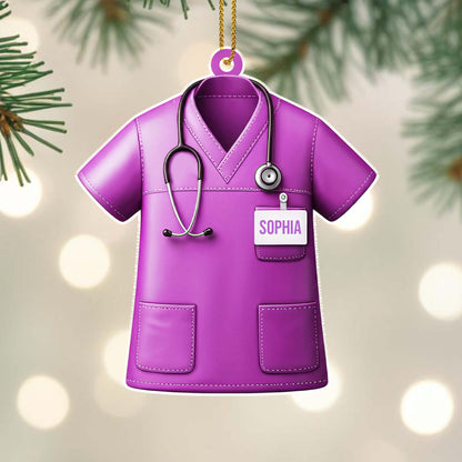 Celebrating Everyday Heroes With Custom Medical Scrub - Personalized Custom Acrylic Ornament, Christmas Gift - COL010_ACO