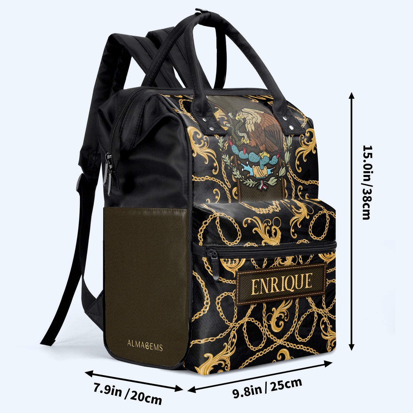 Mochila de viaje personalizada con diseño de águila real - ME007_DKB