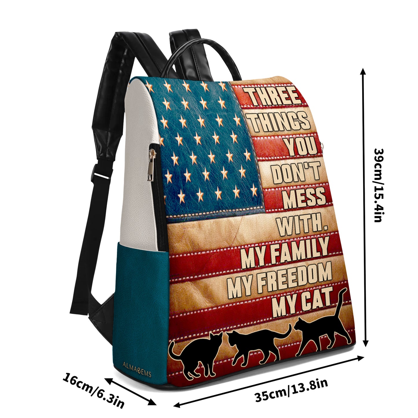 Three Things You Don't Mess With - Personalized Leather BackPack - BP_CAT03