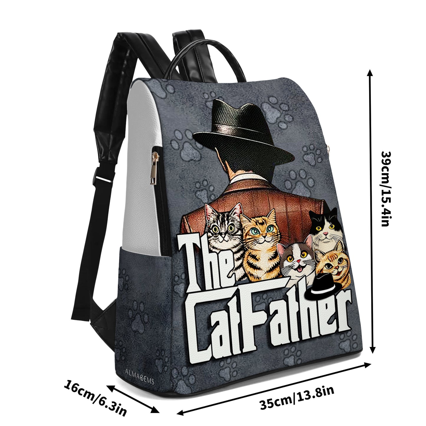 The Cat Father - Personalized Leather BackPack - BP_CAT09
