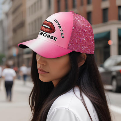 No soy como las demás chicas. Soy peor. Gorra de béisbol personalizada con estampado integral. DG027_BAC