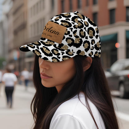 Gorra con estampado de leopardo - Gorra personalizada personalizada, gorra de béisbol con estampado integral - DG032_BAC