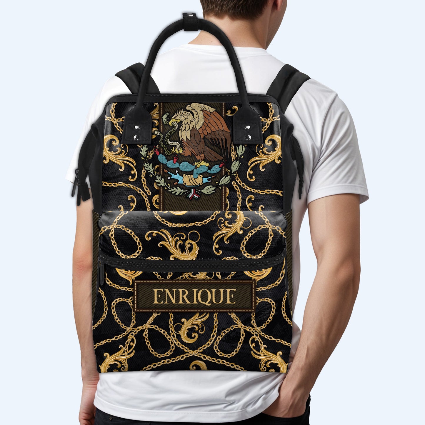 Mochila de viaje personalizada con diseño de águila real - ME007_DKB