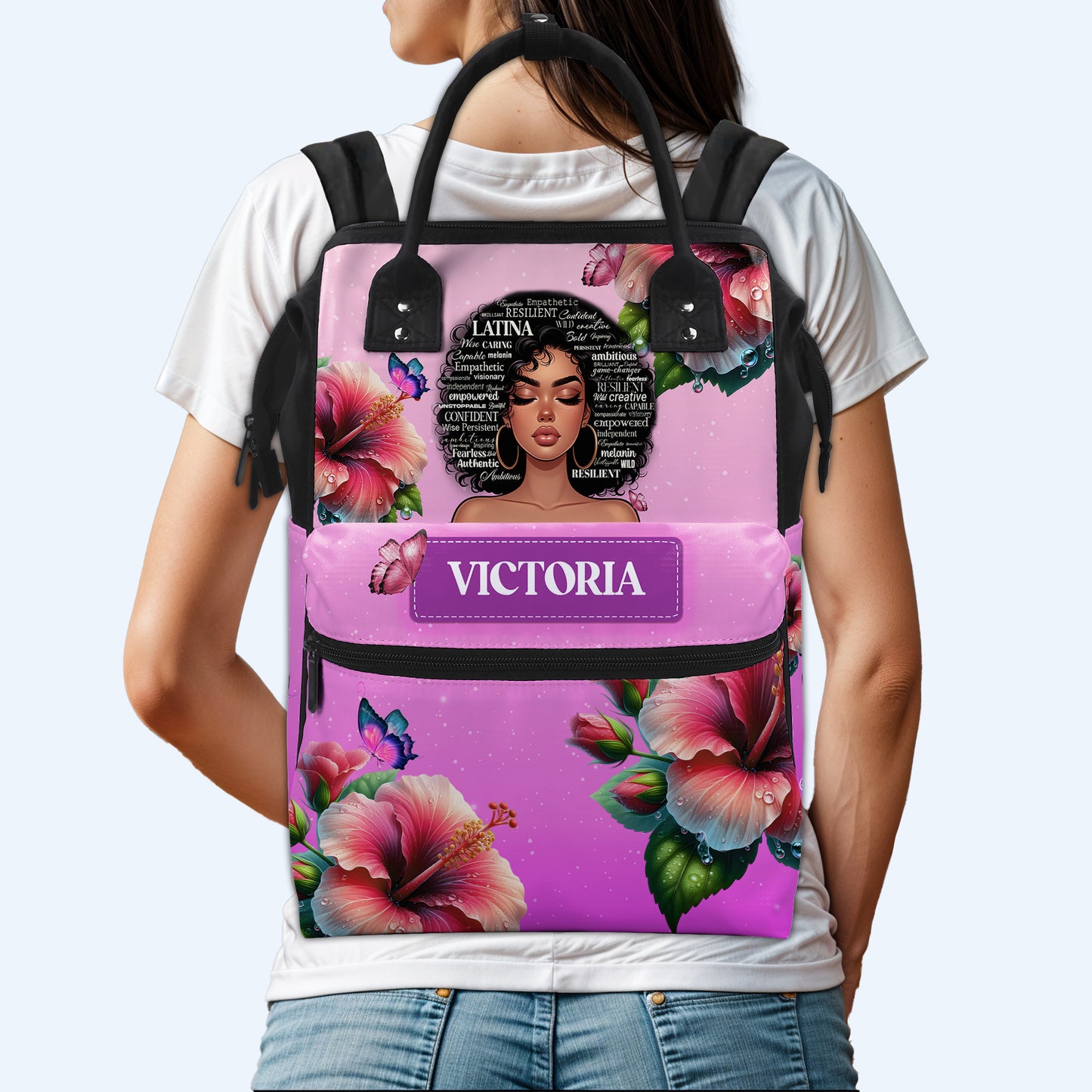 Proud Latina - Personalized Custom Duckbilled Travel Backpack - HS038_DKB