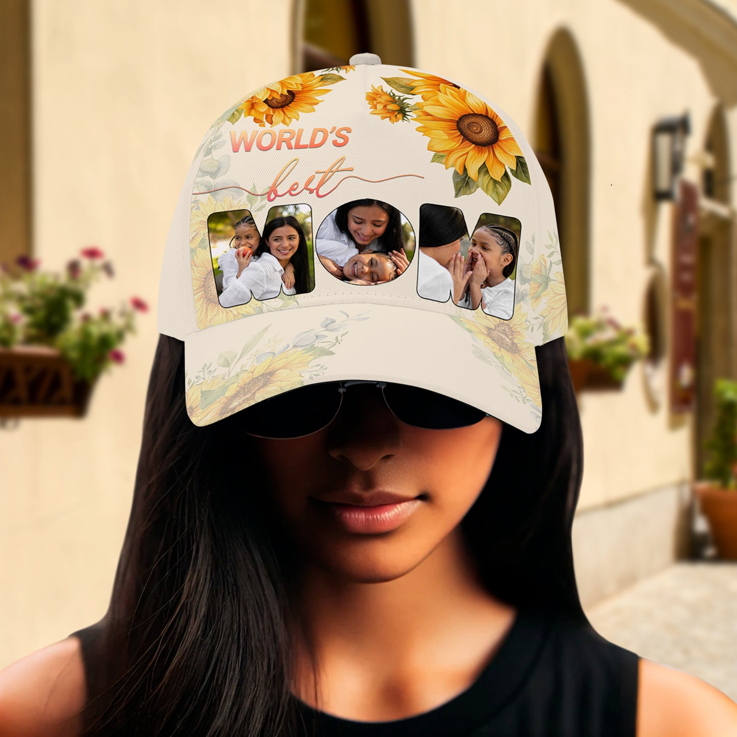 La mejor mamá del mundo: gorra de béisbol personalizada con estampado completo - FM009_BAC