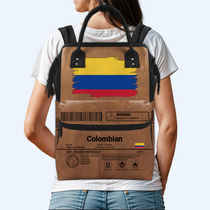 Colombia Nutrition Facts - Personalized Custom Duckbilled Travel Backpack - HS061_DKB