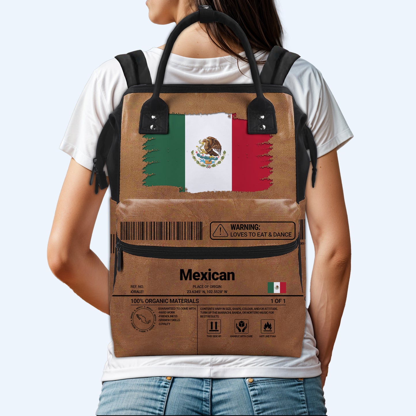 Mexican Nutrition Facts - Personalized Custom Duckbilled Travel Backpack - ME055_DKB