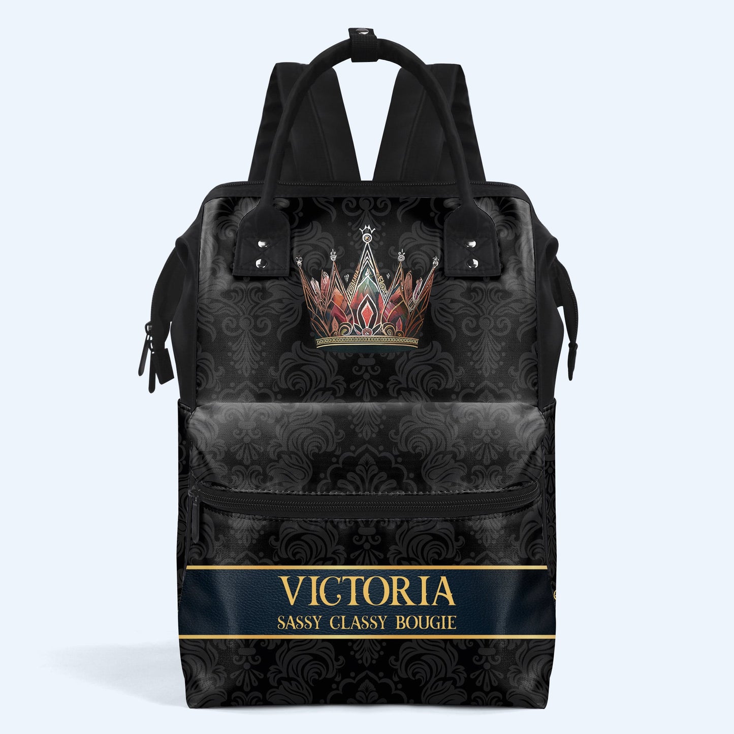 Queen Black - Personalized Custom Duckbilled Travel Backpack - DG005_DKB