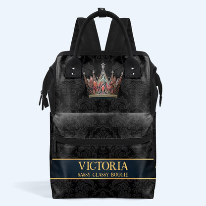 Mochila de viaje personalizada con diseño de pico de pato de Queen Black - DG005_DKB