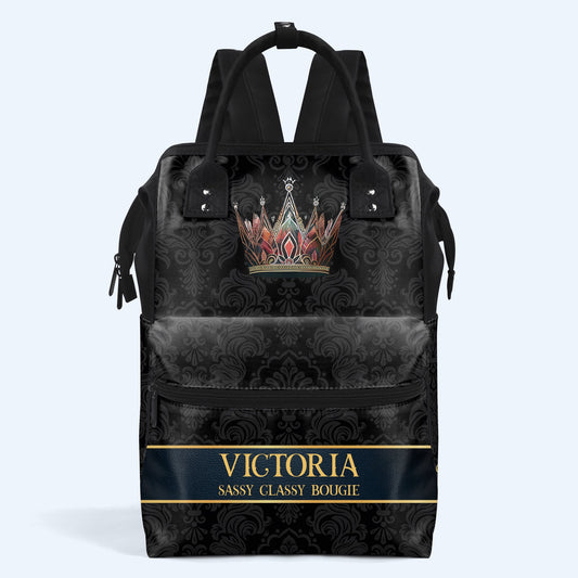 Mochila de viaje personalizada con diseño de pico de pato de Queen Black - DG005_DKB