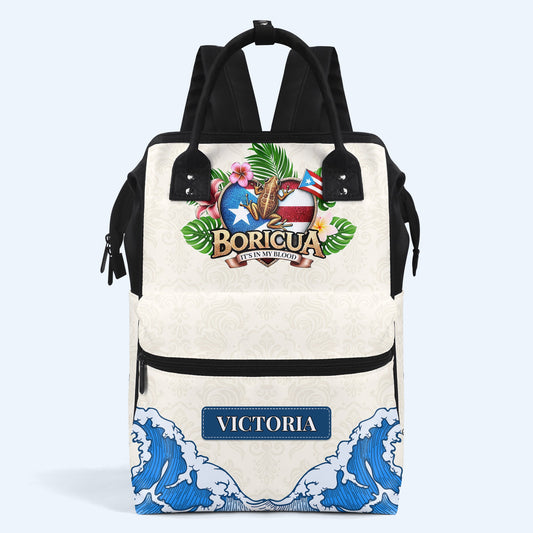 BORICUA. LO LLEVO EN LA SANGRE - Mochila de viaje personalizada con diseño de pico de pato - LA023_DKB