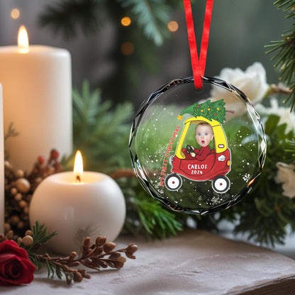 My First Christmas Custom Circle Ornament - Personalized Custom Circle Glass Ornament - KID002_CGOR