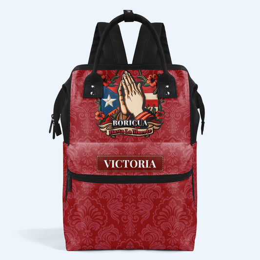 Boricua. Hasta La Muerte - Mochila de viaje personalizada con pico de pato - HS019_DKB