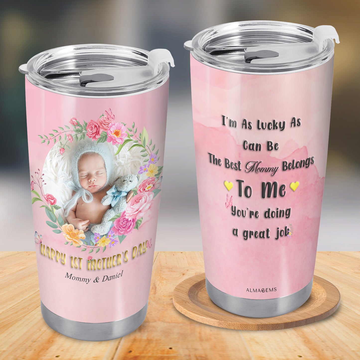 First Mother Day - Personalized Custom Stainless Steel Tumbler 20oz 30oz - TB_FM15