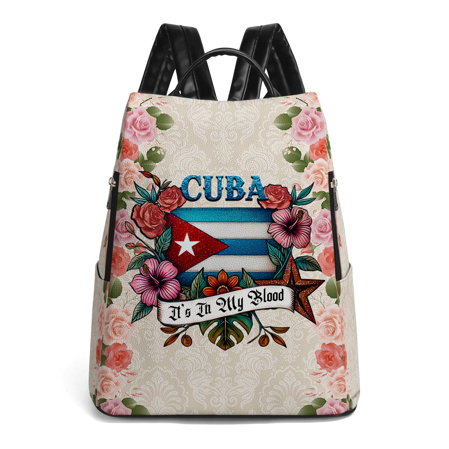 Cuba It's In My Blood - Personalized Custom Leather BackPack - LA021_BP