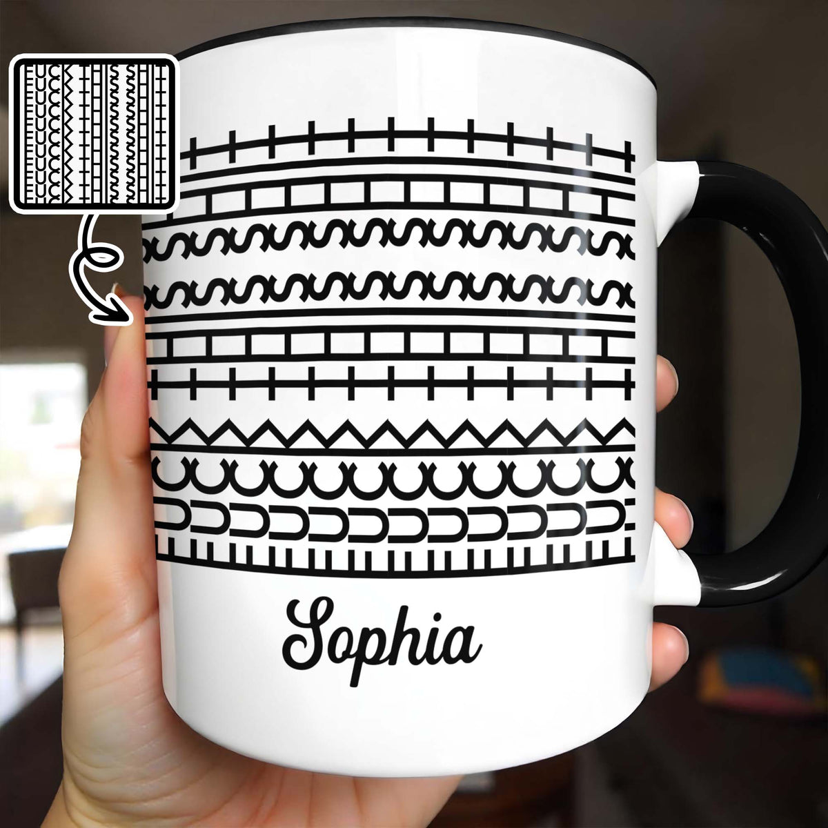 F*ck This Sh*t Geometric Pattern With Hidden Message - Personalized Custom Accent Mug - DTG163_AMUG