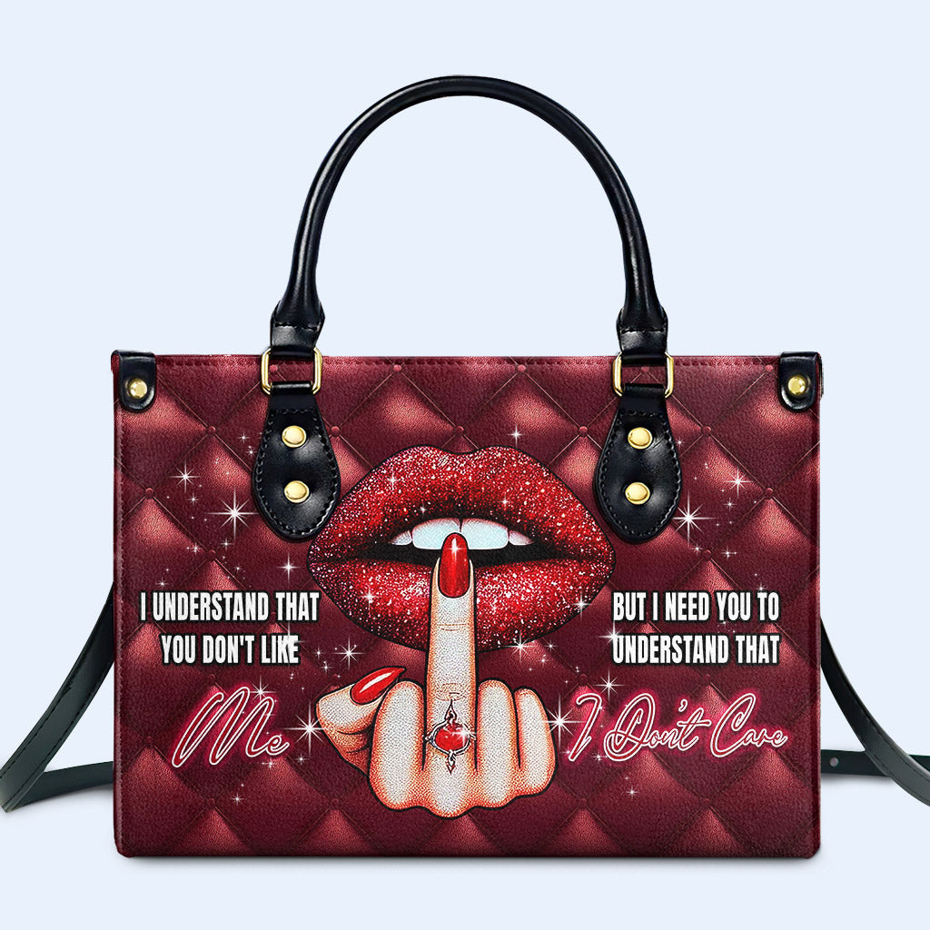 I Don't Care - Personalized Custom Leather Handbag - DG046_HB