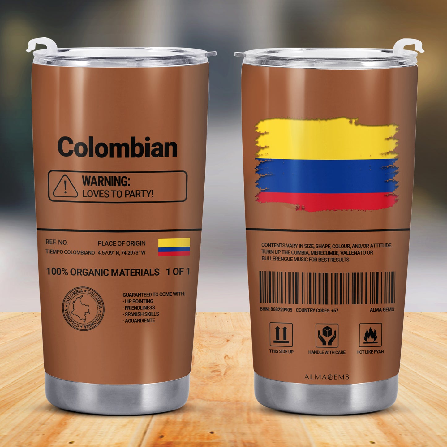 Información nutricional de Colombia - Vaso de acero inoxidable personalizado de 20 oz y 30 oz - HS061_TB