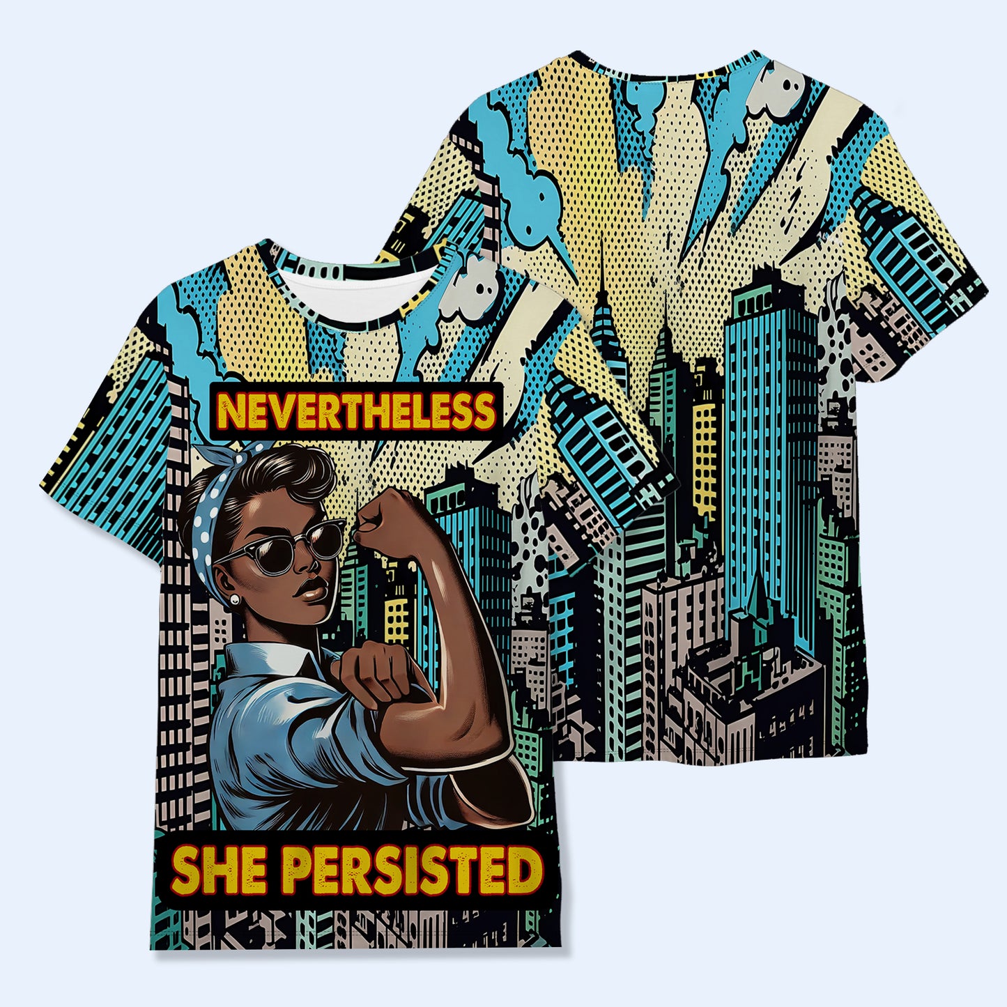 Sin embargo, ella persistió: camiseta unisex personalizada con estampado completo - DG023_3T